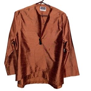 Vintage Carole Tomkins Jacket Womens Size 1 Silk Boho Artsy Lagenlook Top Shirt